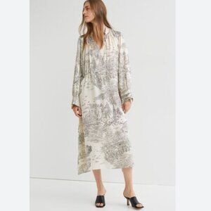 *H&M Cream Japan Print Oversized Shirt Dress